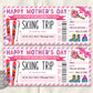 Mothers Day Skiing Trip Gift Certificate Editable Template
