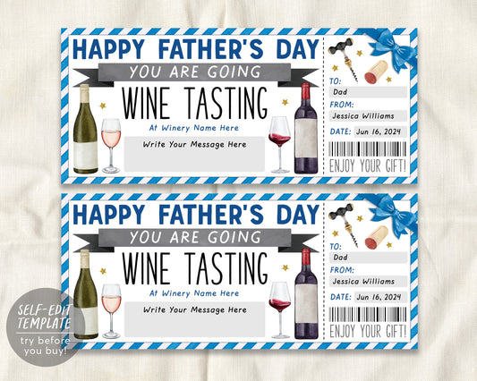 Fathers Day Wine Tasting Gift Voucher Editable Template