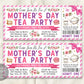 Mother&#39;s Day Tea Party Ticket Invitation Editable Template