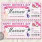 Mothers Day Manicure Ticket Editable Template, Birthday Surprise Mani Pedi Gift Certificate For Mom, Nail Salon Spa Voucher Coupon Reveal