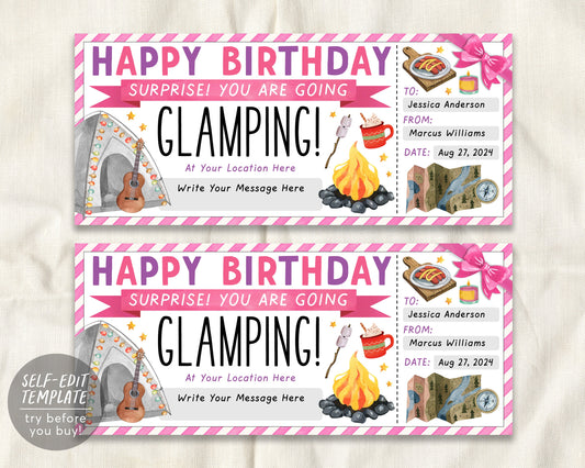 Glamping Trip Ticket Editable Template