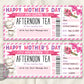 Mothers Day Afternoon Tea Gift Voucher Ticket Editable Template
