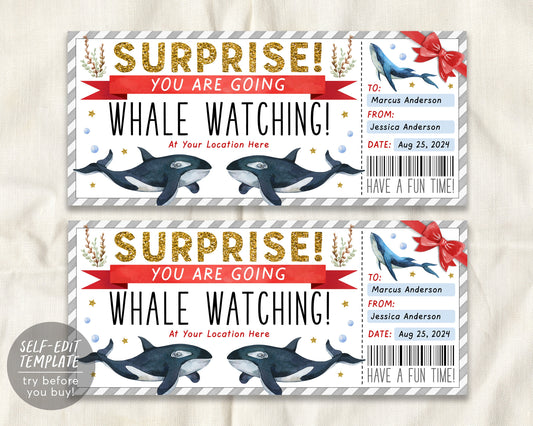 Whale Watching Trip Ticket Editable Template