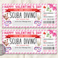 Valentines Day Scuba Diving Ticket Editable Template
