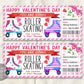 Valentines Day Roller Skating Ticket Editable Template