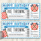 Axe Throwing Gift Certificate Ticket Editable Template