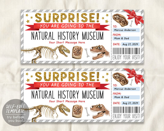 Natural History Museum Ticket Editable Template
