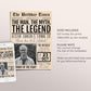 The Man The Myth The Legend Birthday Invitation Editable Template, Vintage Newspaper 30th 40th 50th Adult Birthday Party Invite With Photo