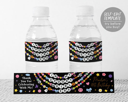 In My Spooky Girl Era Water Bottle Labels Editable Template