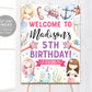 Mermaid Birthday Welcome Sign Editable Template