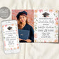 Graduation Floral Invitation With Photo Editable Template, Blush Floral Grad Announcement Party Invite for Her, College High School Evite