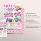 Monster Truck Birthday Invitation Editable Template, Girl It's A Monster Truck Bash Invite, Smash And Crash Party Evite Any Age Printable
