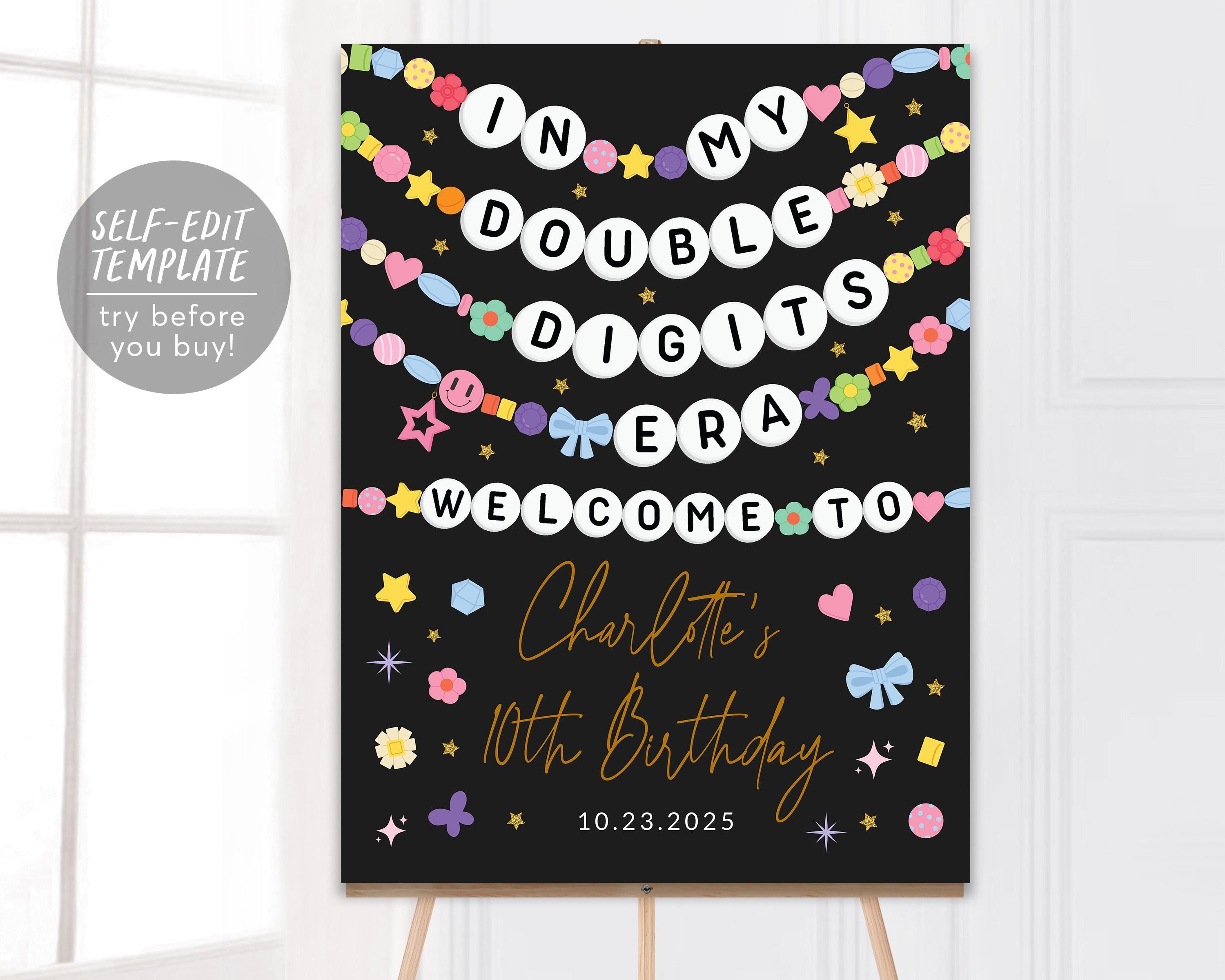 In My Double Digits Era Welcome Sign Editable Template, Eras Friendshi ...