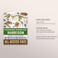 Dinosaur Party ID Badge VIP Pass Editable Template, Paleontologist Dig Site All Access Pass, Fossil Dino Bones Jurassic T-Rex Party Name