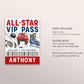Ice Hockey Birthday All Star VIP Pass Editable Template, Ice Skating Rink Hockey Party All Access Pass, Guest Name Tag Insert ID Badge Team