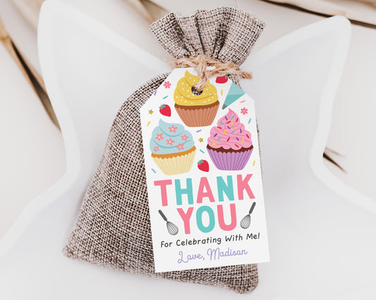 Cupcake Birthday Party Favor Tags Editable Template