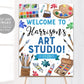 Art Birthday Welcome Sign Editable Template