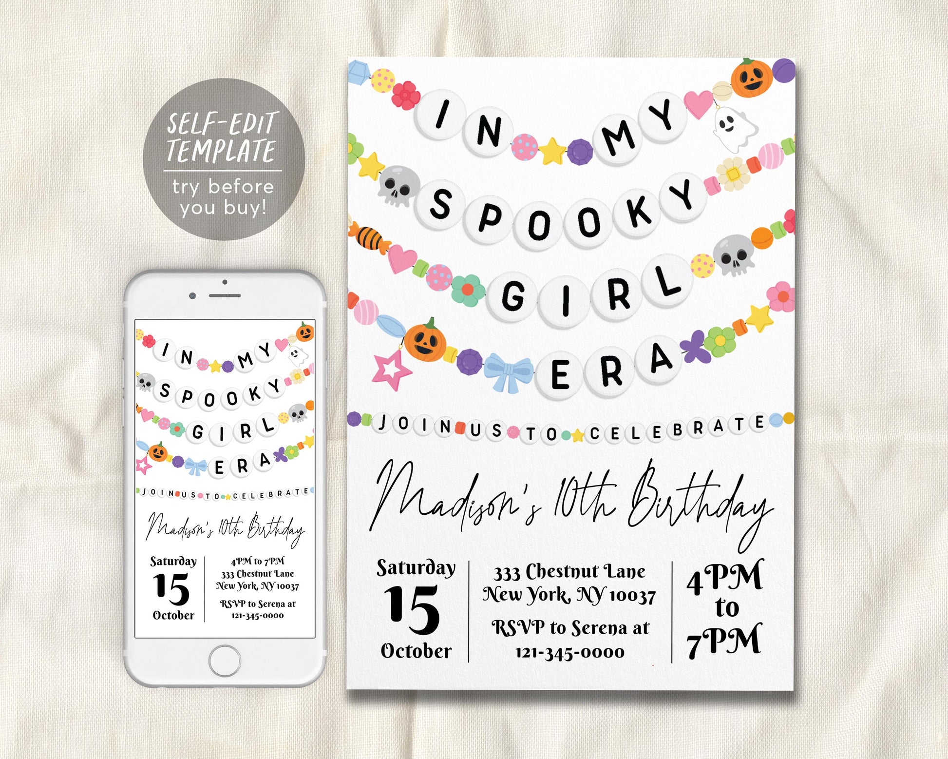 In My Spooky Girl Era Birthday Invitation Editable Template