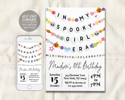 In My Spooky Girl Era Birthday Invitation Editable Template