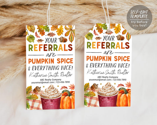 Fall Pumpkin Spice Realtor Pop By Tags Editable Template