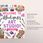 Art Birthday Welcome Sign Editable Template, Girl Lets Get Messy Painting Party Poster, Artist Paint Dress for a Mess Lets Create Banner