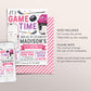 Ice Hockey Birthday Invitation Editable Template, Pink Ice Skating Rink Hockey Theme Invite, Girl Sports It's Game Time Puck Stick Evite