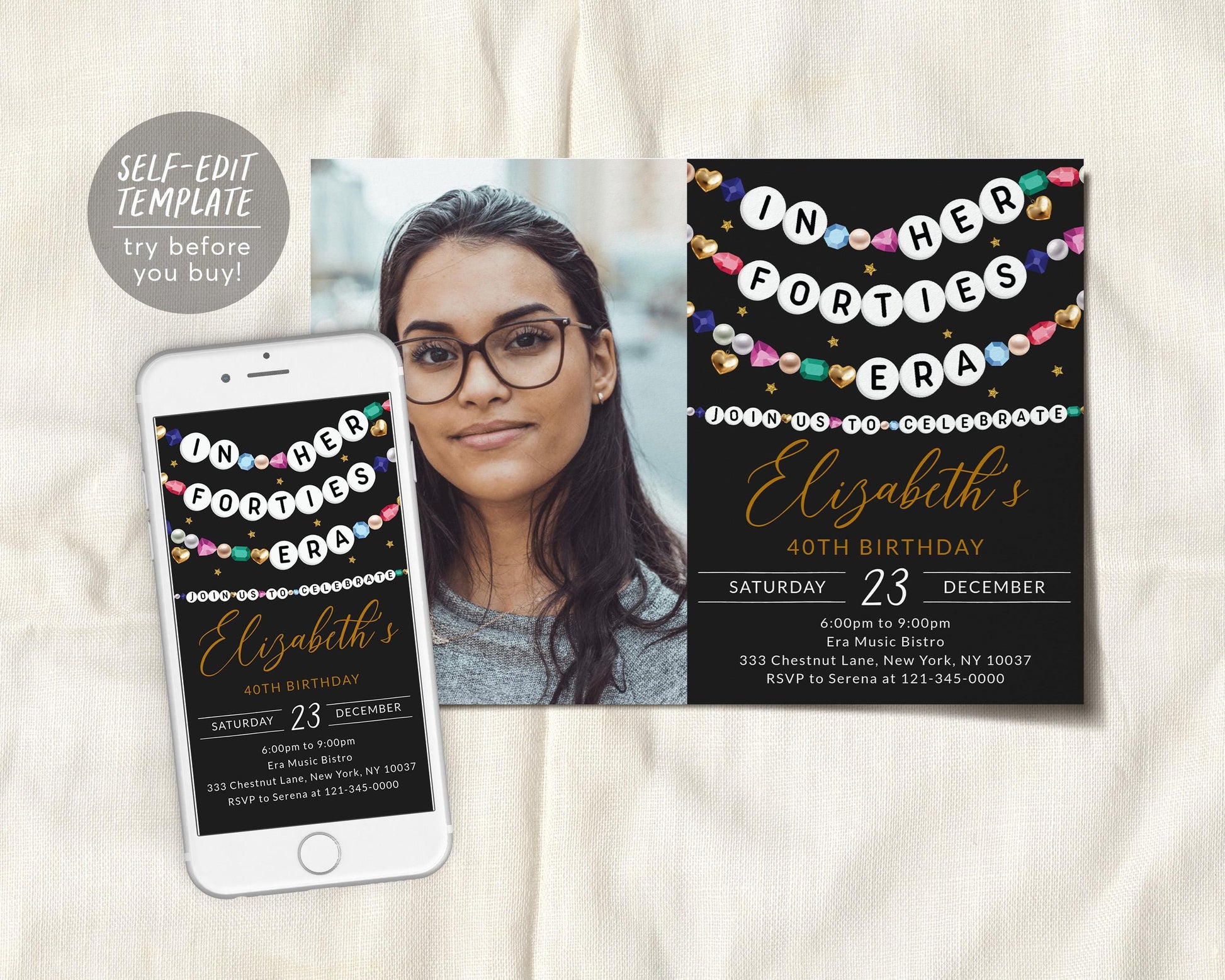 In My Forties Era Invitation With Photo Editable Template,