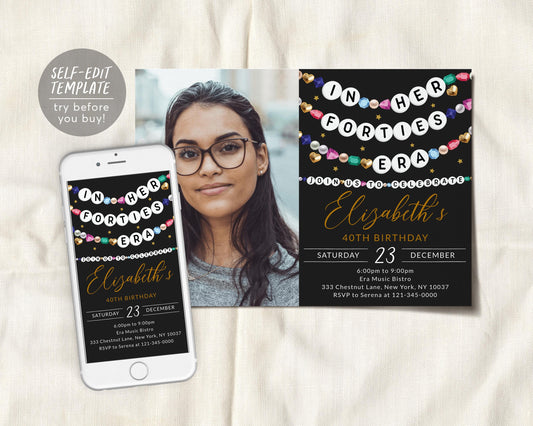 In My Forties Era Invitation With Photo Editable Template,