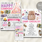 Girl Camping Birthday Invitation Editable Template