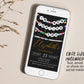 In My Forties Era Invitation With Photo Editable Template, Friendship Bracelet Party Invite, 40th Birthday Girl Eras Music Black Gold Evite