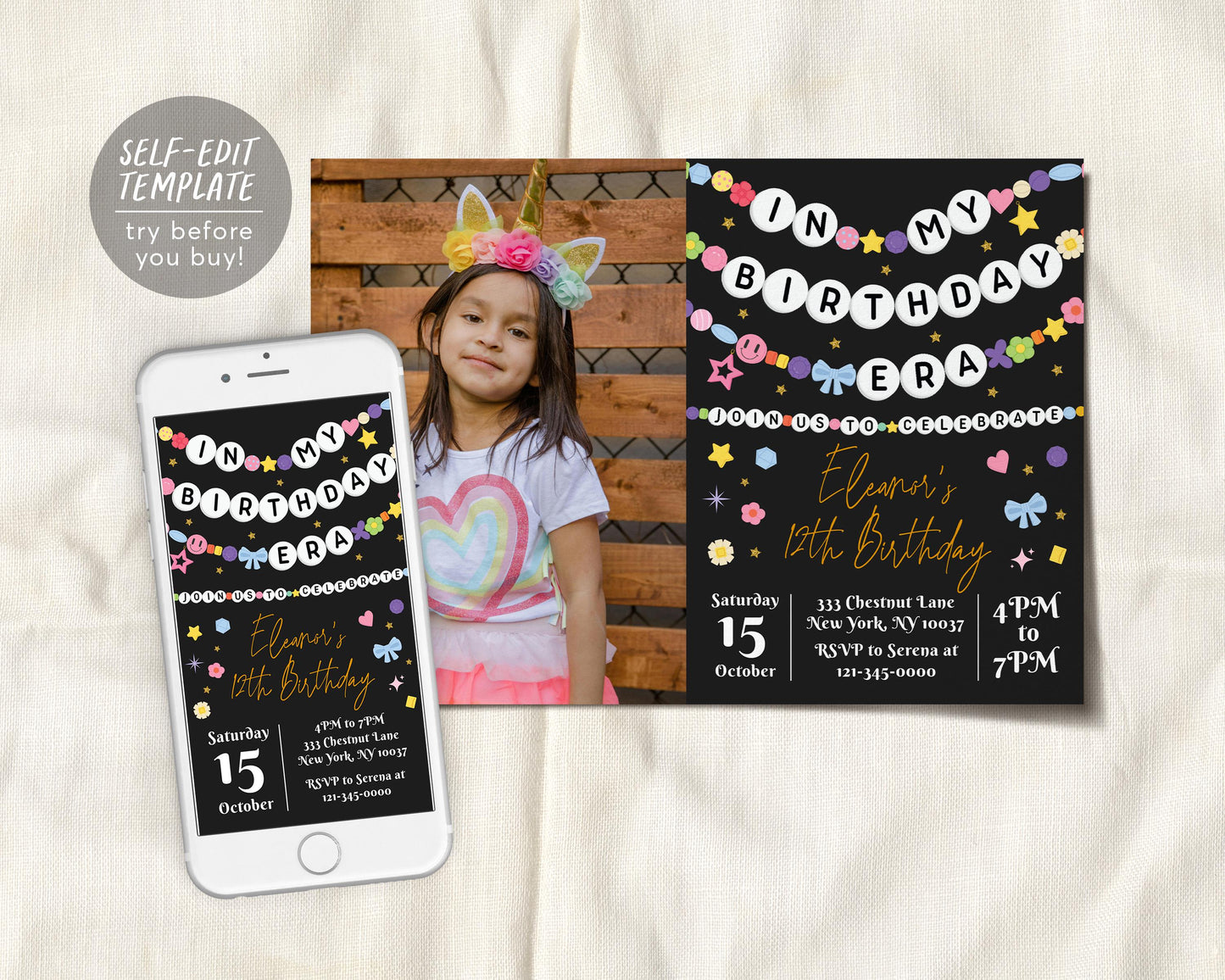 In My Birthday Era With Photo Invitation Editable Template