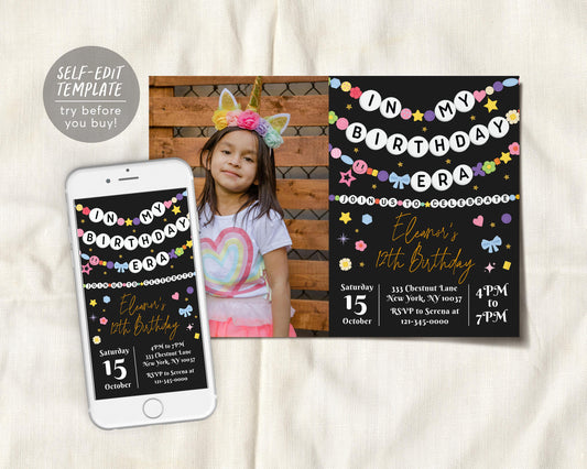 In My Birthday Era With Photo Invitation Editable Template