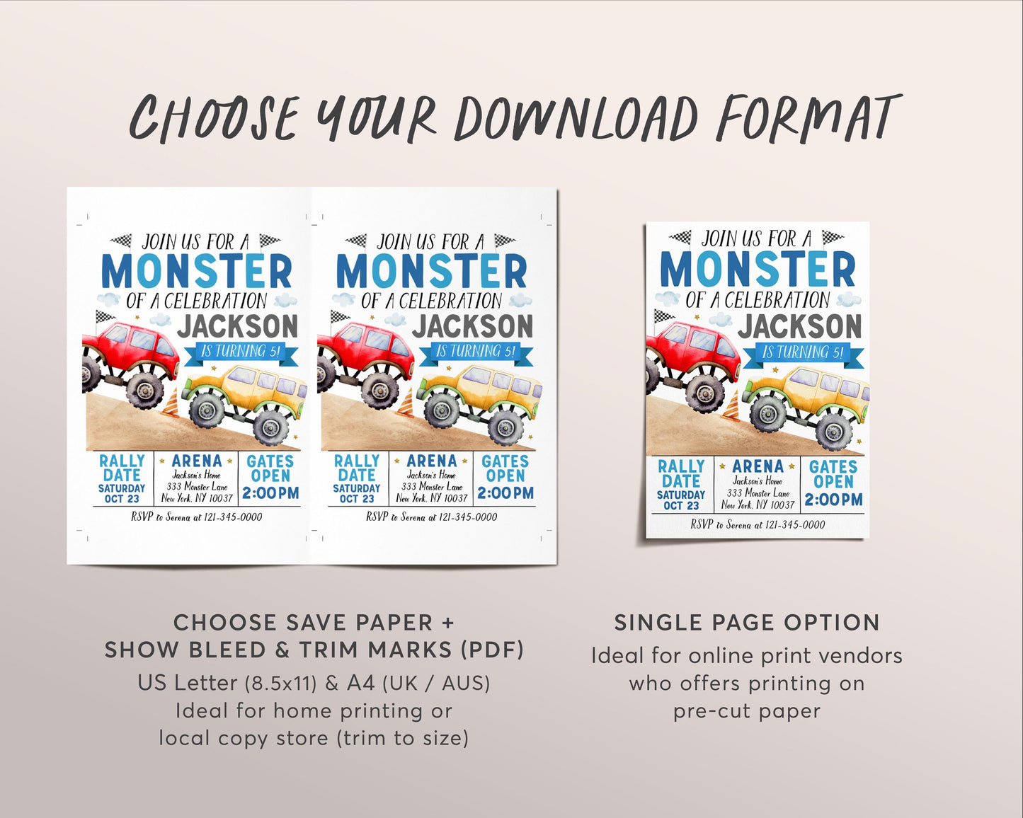 Monster Truck Birthday Invitation Editable Template, Monster Of A Celebration Party Bash Invite, Boy Smash And Crash Evite Any Age Printable
