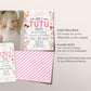 Tutu Cute 2nd Birthday Invitation With Photo Editable Template, Our Little Ballerina Second Birthday Invite, Pink Ballet Dance Floral Evite