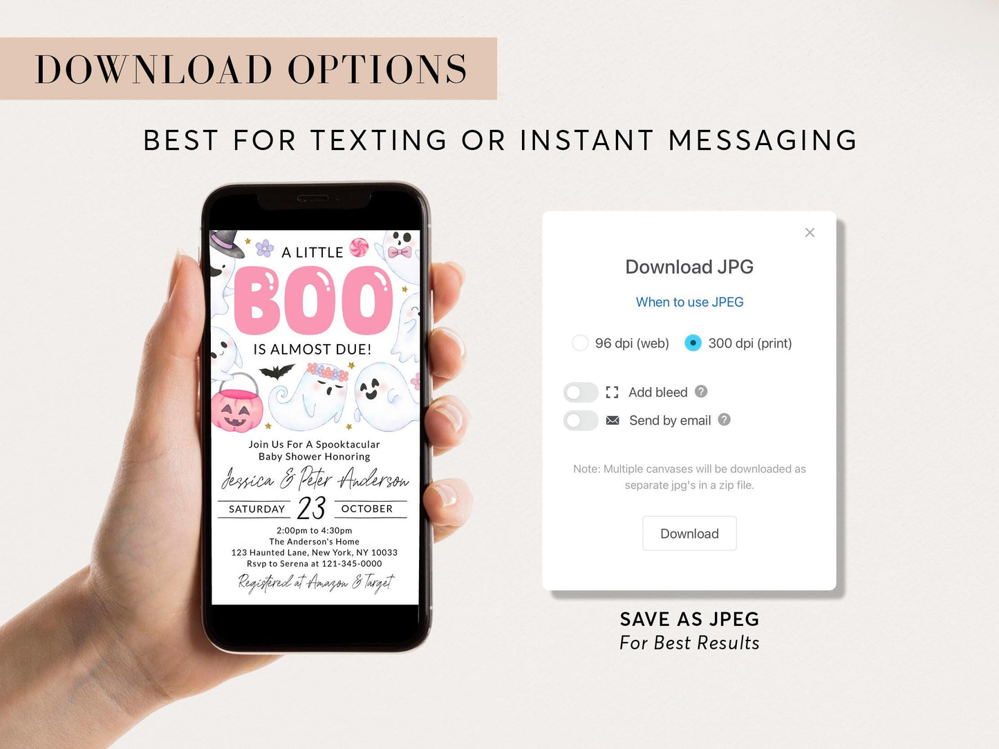 Halloween Baby Shower Invitation, A Little Boo Is Almost Due Template, Fall October Sprinkle Invite For Baby Girl Printable BSHP01