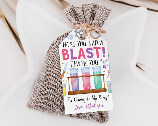 Science Birthday Party Favor Tags Editable Template
