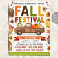 a flyer for a fall festival with a truck and pumpkins