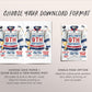 Hockey Birthday Invitation Editable Template, Boy Ice Skating Rink Ice Hockey Jersey Theme Invite, Sports Game Time Puck Stick Trophy Evite