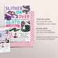 Snake Birthday Invitation Editable Template, Girl Slither On Over Reptile Show Nature Theme Party Invite, Kids Snakes And Cake Outdoor Evite