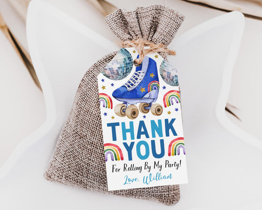 Roller Skating Birthday Favor Tags Editable Template