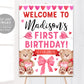 Valentine Sweetheart Birthday Welcome Sign Editable Template