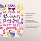 Pool Party Birthday Welcome Sign Editable Template, Girl Summer Tropical Swimming Pool Party Bash Poster, Splish Splash End Of School Decor