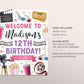 Movie Night Birthday Welcome Sign Editable Template, Girl Kids Pop On Over Cinema Backyard Movie Ticket Party Poster, Popcorn Board Banner