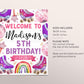 Roller Skating Birthday Welcome Sign Editable Template, Girl Roller Skate Disco Dance Party Poster, Rollerskating Rink Banner Board Decor