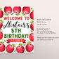 Apple Birthday Welcome Sign Editable Template, Apple of Our Eye Party Poster, Bushel of Fun Fall Autumn Theme Apple Picking Orchard Decor