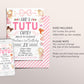 Tutu Cute 2nd Birthday Invitation Editable Template, Our Little Ballerina Second Birthday Invite, Pink Ballet Dance Floral Evite Printable