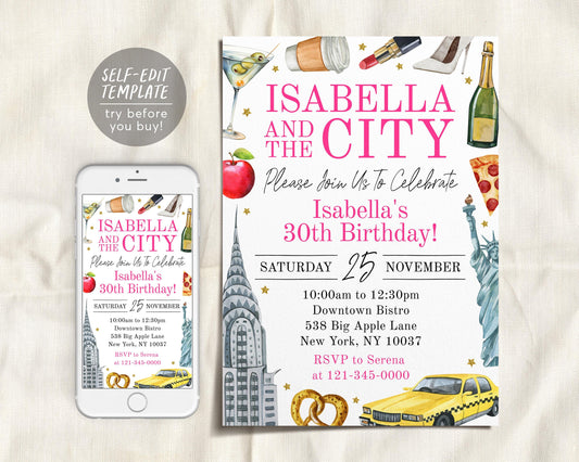 New York City Birthday Invitation Editable Template