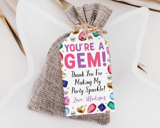 Gemstone Birthday Favor Tags Editable Template