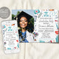 Nursing School Graduation Invitation With Photo Editable Template