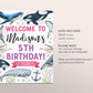 Whale Birthday Welcome Sign Editable Template, Girl Whale of a Good Time Underwater Party Poster, Under The Sea Ocean Aquarium Sea Decor